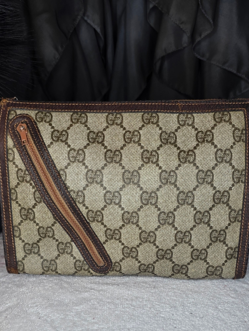Authentic  Vintage Gucci Mongram Canvas Clutch
